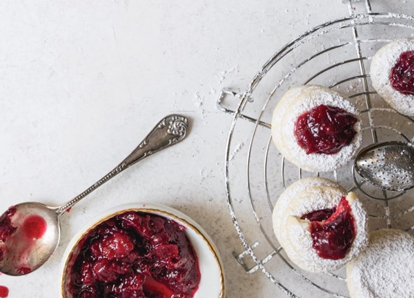 Five-spice cranberry jam thumbprint cookies