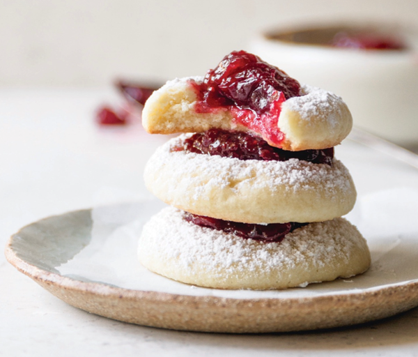 Five-spice cranberry jam thumbprint cookies