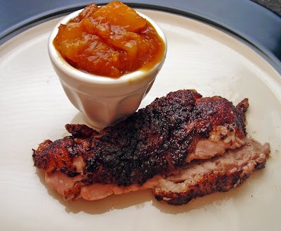 Five spice duck with roasted mango sauce
