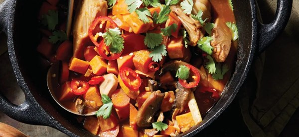Five-spice jackfruit and sweet potato stew 
