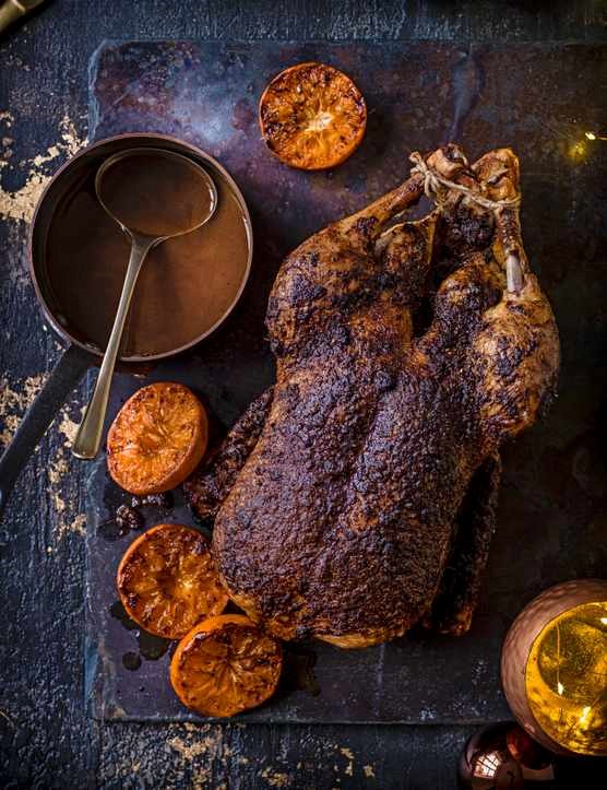 Five-spice roast duck with clementines and Port