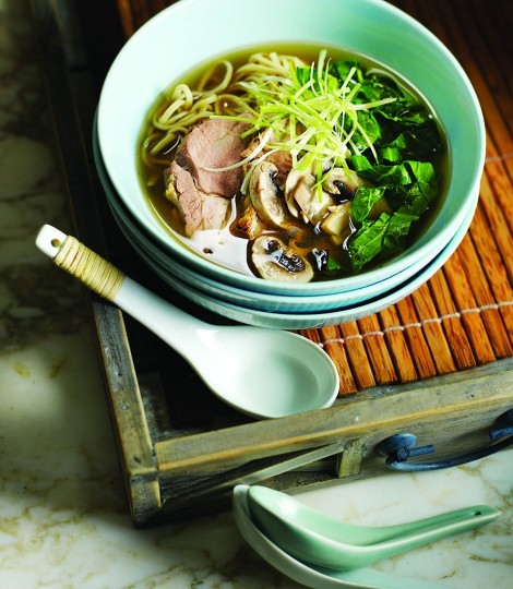 Five-spice roast pork with miso soup