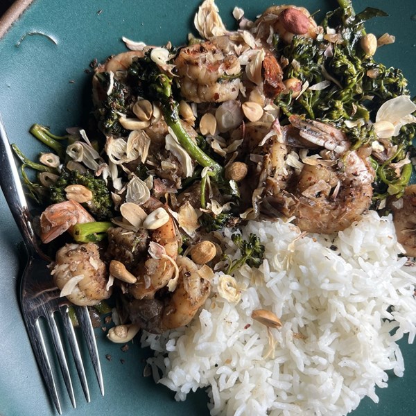 Five spice-tamarind shrimp