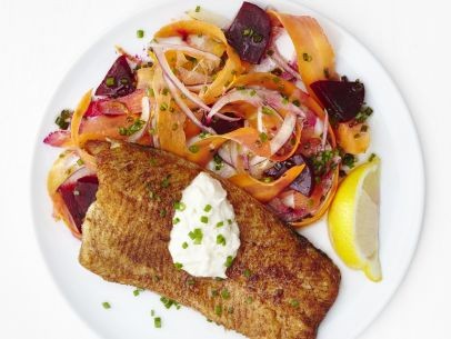 Five-spice trout with carrot salad