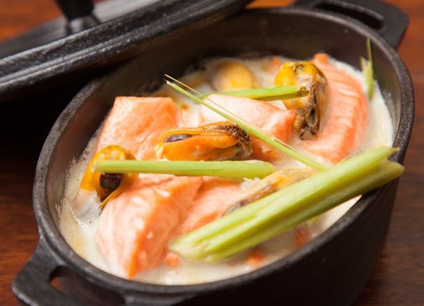 Fjord trout, mussels, ginger and lemongrass broth