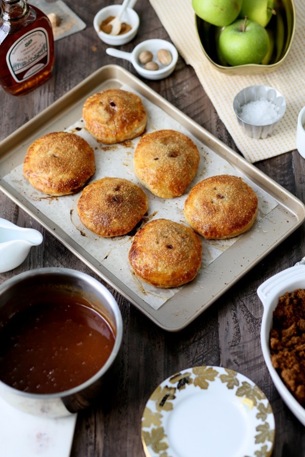 Flaky apple dumplings with salted maple caramel