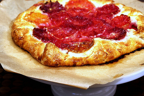 Flaky blood orange tart