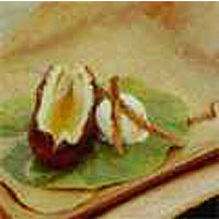 Flambeed banana with rum and ice cream