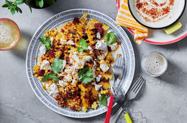Flame-grilled corn off the cob (Esquites)