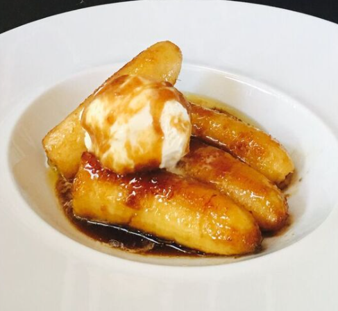 Flaming banana sundae
