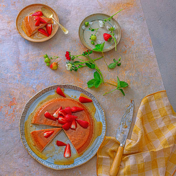 Flan de fresa