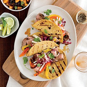 Flank steak tacos with slaw