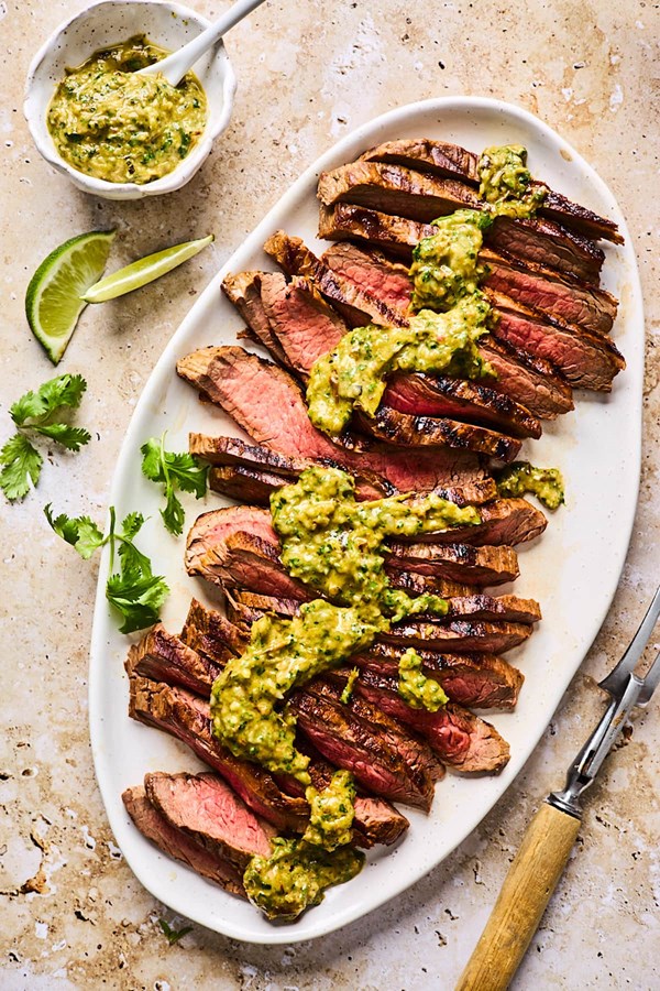 Flank steak with chimichurri sauce