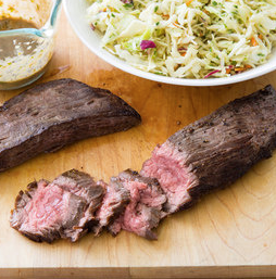 Flank steak with peanut slaw