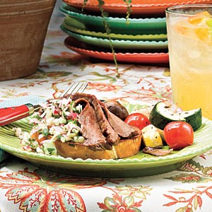 Flank steak with radish salsa