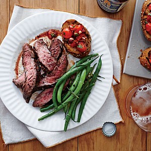 Flank steak with tomato bruschetta