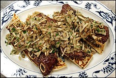 Flanken-style short ribs with mushrooms