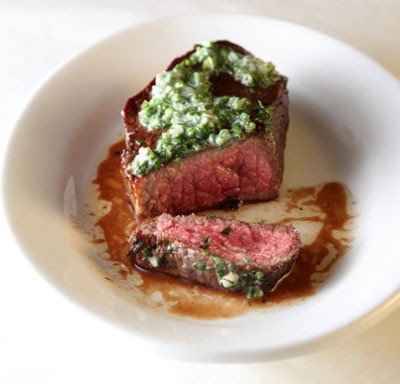 Flat iron steak with herb butter