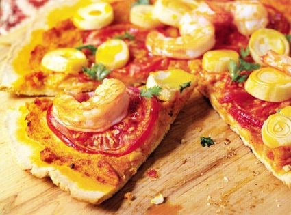 Flatbread topped with vatapá