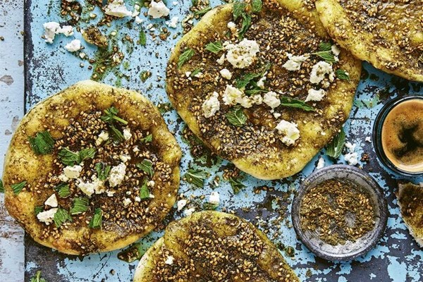 Flatbread with herbs (Za'atar man'ouche)