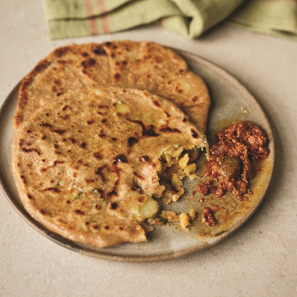 Flatbreads stuffed with potatoes (Aloo paratha)
