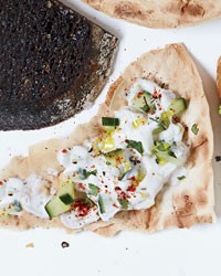 Flatbreads with cucumber raita