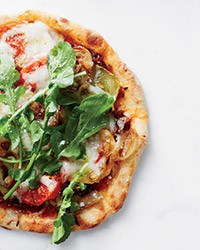 Flatbreads with herb-roasted tomatoes