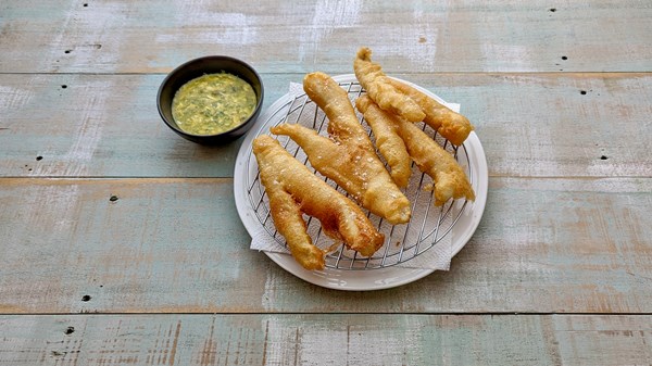 Flathead fillets in beer batter