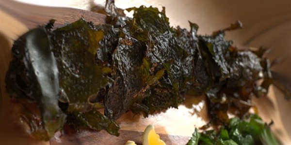 Flathead steamed in seaweed