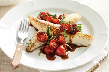 Flathead with cherry tomato sauce