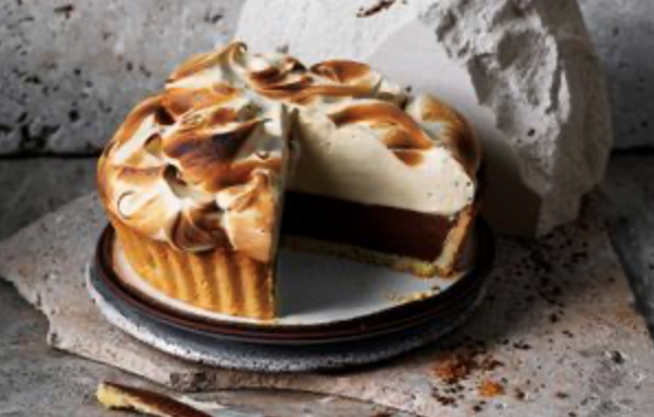 Florentine chocolate tart with coffee meringue