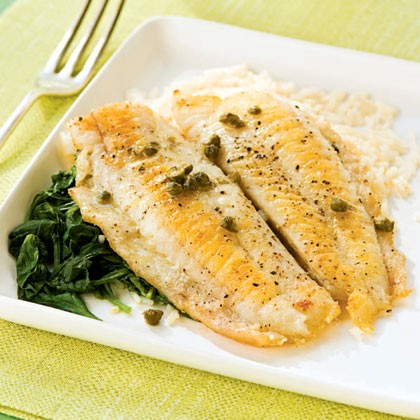 Flounder piccata with spinach