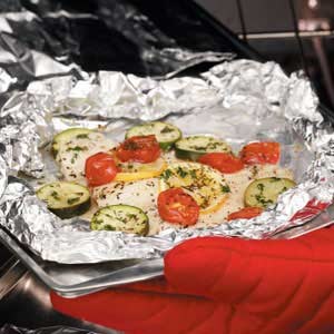 Flounder zucchini bundles