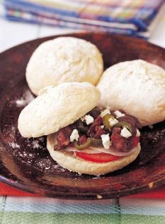 Flour-dusted sandwich buns with fillings (Pambazos)