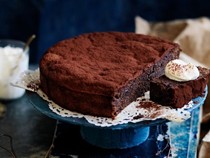 Flourless chocolate, prune and hazelnut cake