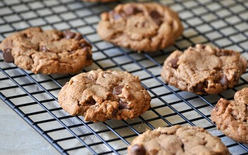 Flourless cocoa peanut butter chocolate chip cookies