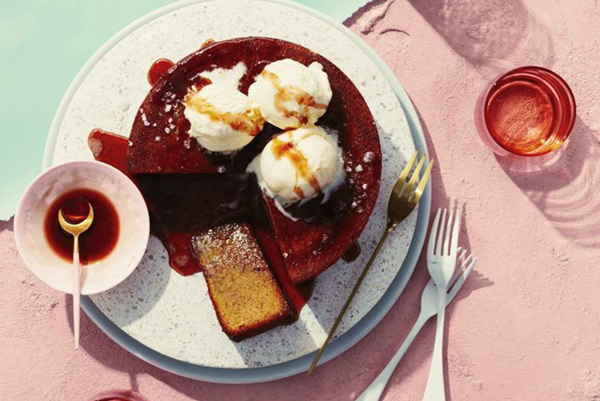 Flourless orange cake with salted Marsala caramel