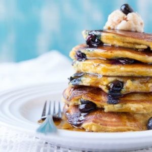 Fluffy blueberry pancakes