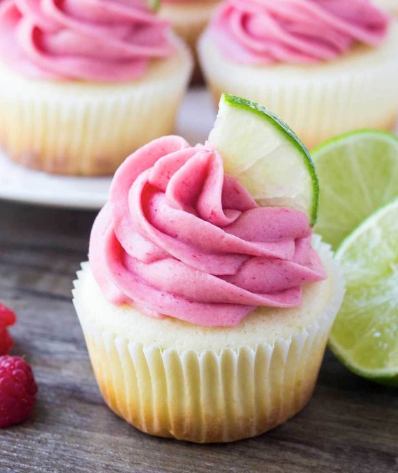 Fluffy raspberry lime cupcakes