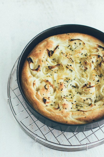 Focaccia with onion and rosemary