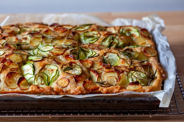 Focaccia with zucchini and potatoes