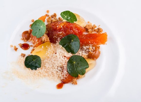 Foie gras parfait with apricot and chamomile granola