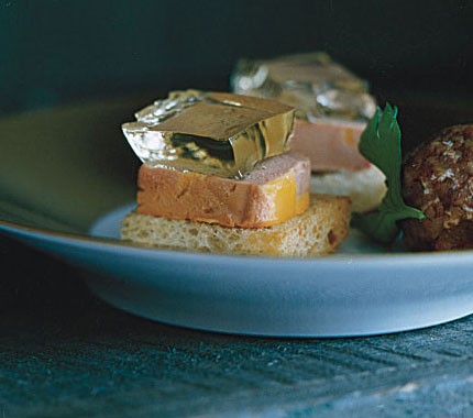 Foie gras toasts with Sauternes gelée