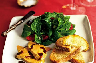 Foie gras with Bing cherries and mâche