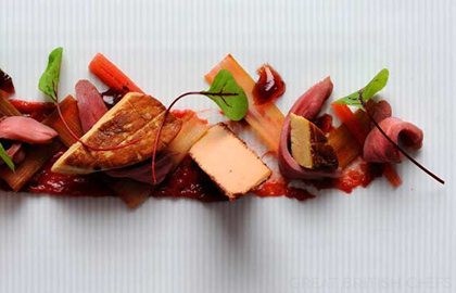 Foie gras with rhubarb and duck breast