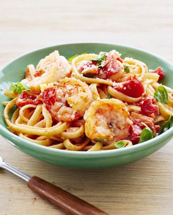 Foil-packet shrimp pasta