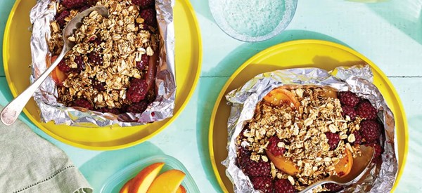 Foil-roasted blackberry-peach crisp