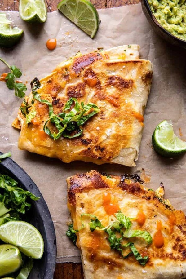 Folded crispy Buffalo chicken wraps