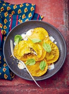 Folong ravioli with smoked mackerel