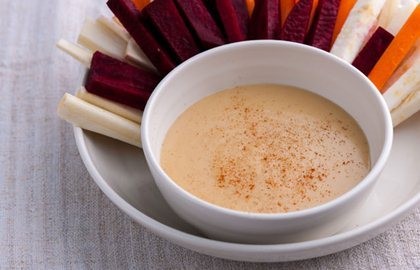 Fondue with Cornish cheddar and root vegetables